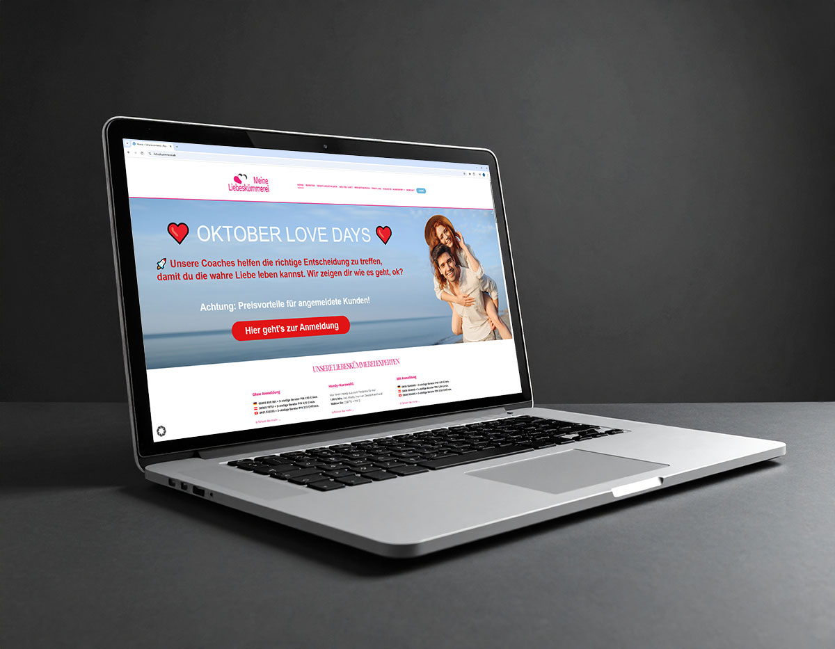 Webseite Design Programmierung Augsburg Liebeskümmerei Notebook