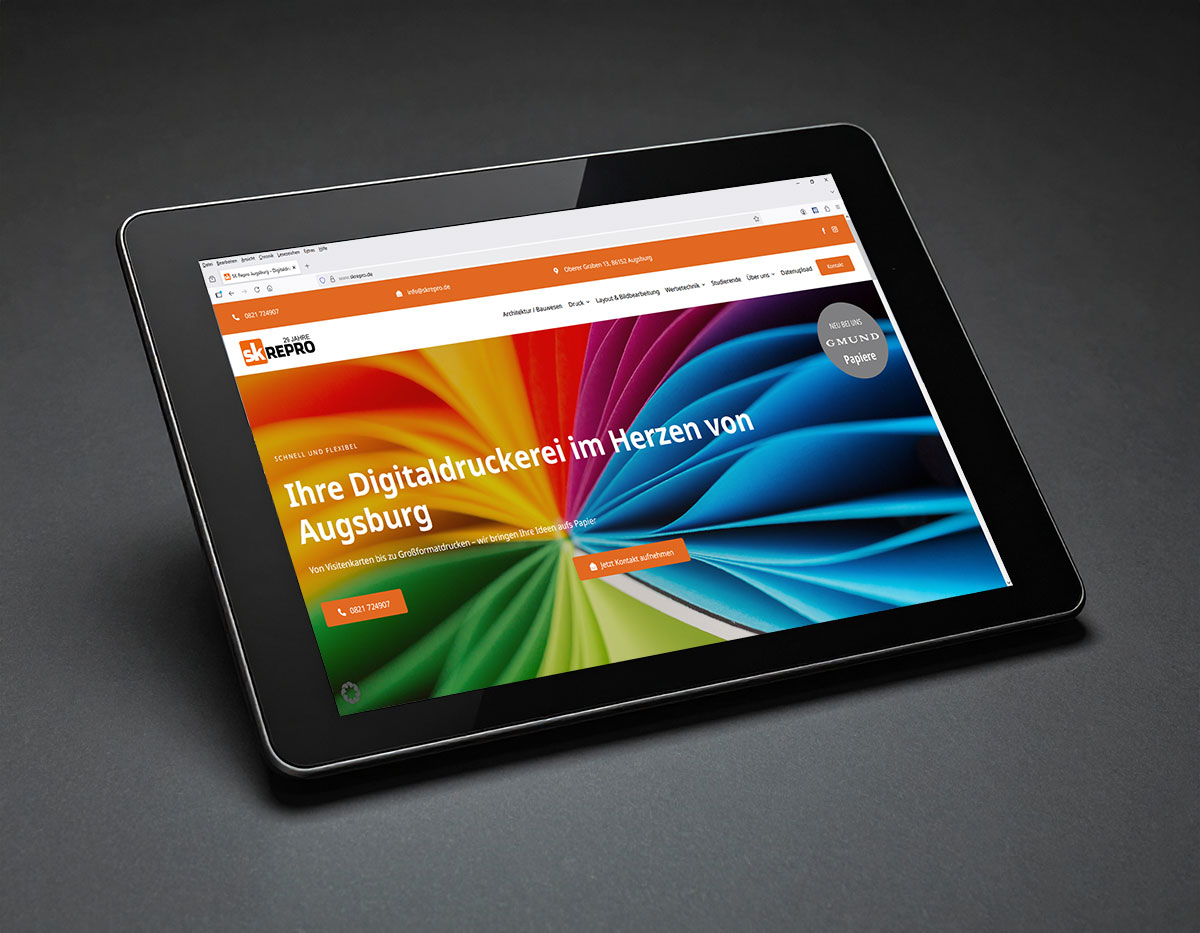 Webseite Design Programmierung Augsburg Skrepro Tablet